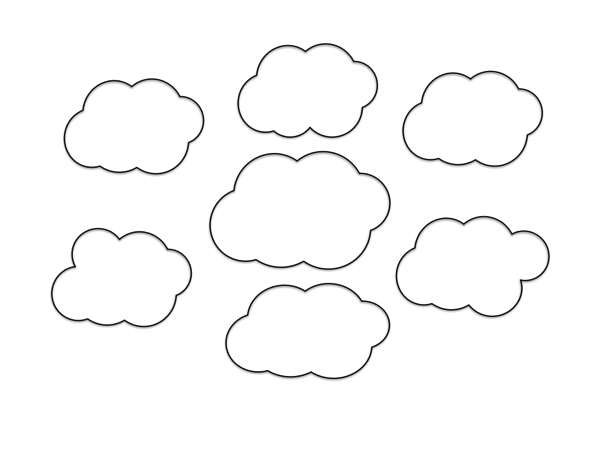 回りに6個の雲を描く。